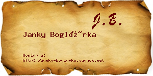Janky Boglárka névjegykártya